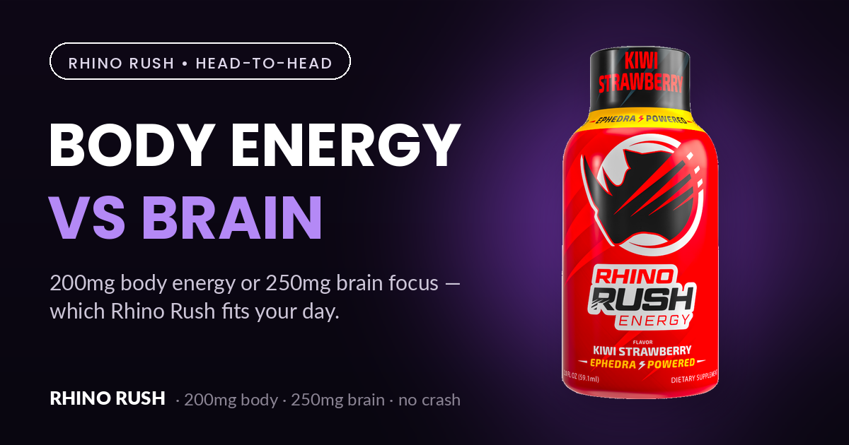 Body energy vs brain energy - Rhino Rush Ephedra Powered and Nootropic lines compared